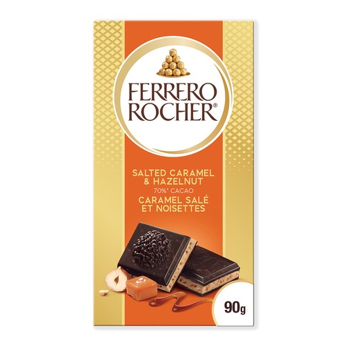 Ferrero Canada Dark Chocolate Tablet Bar Hazelnut & Salted Caramel 90 g