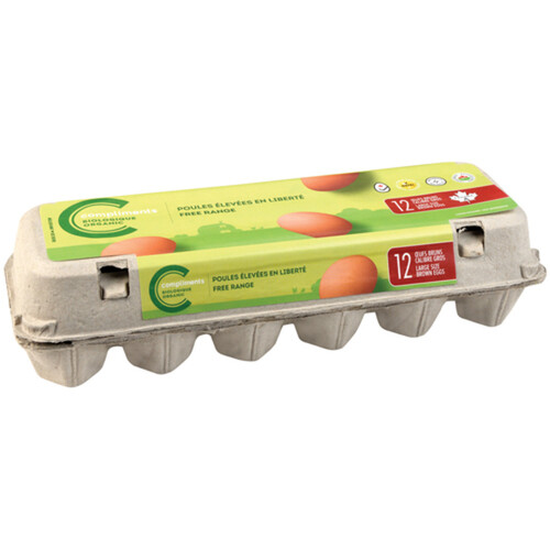 Compliments Organic Brown Eggs Free Range Large 12 Count