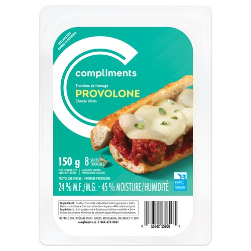Compliments Sliced Cheese Provolone 8 Slices 150 g
