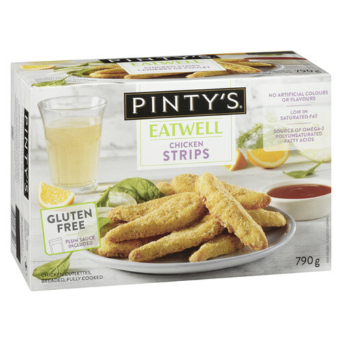 Pinty's Breast Strip Eat Well Cutlettes Breaded Fully Cooked Chicken 790 g (frozen)