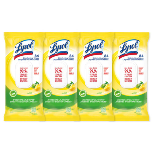 Lysol Disinfecting Wipes Citrus Flat Pack 84 Count