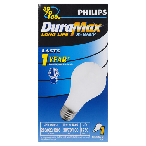 Philips Light Bulbs DuraMax Long Life 3-Way 30/70/100 W 1 EA