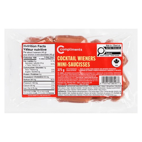 Compliments Cocktail Wieners 375 g