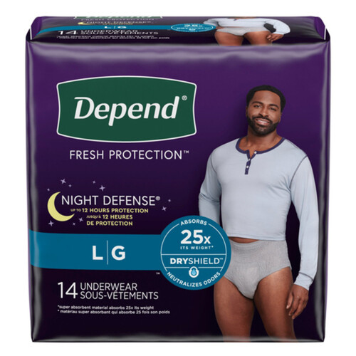 Depend Night Defense Incontinence Underwear Men Overnight Large 14 Count -  Voilà Online Groceries & Offers