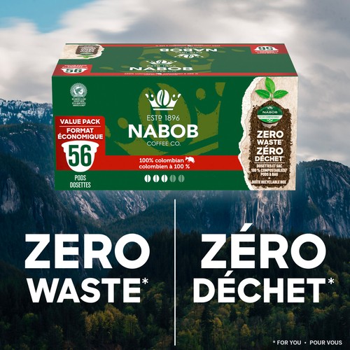 Nabob Coffee Pods 100% Colombian 100% Compostable 56 Single Serve 546 g