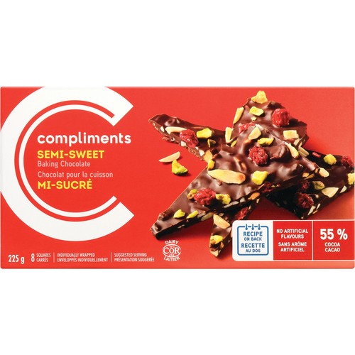 Compliments Baking Chocolate Semi Sweet 225 g