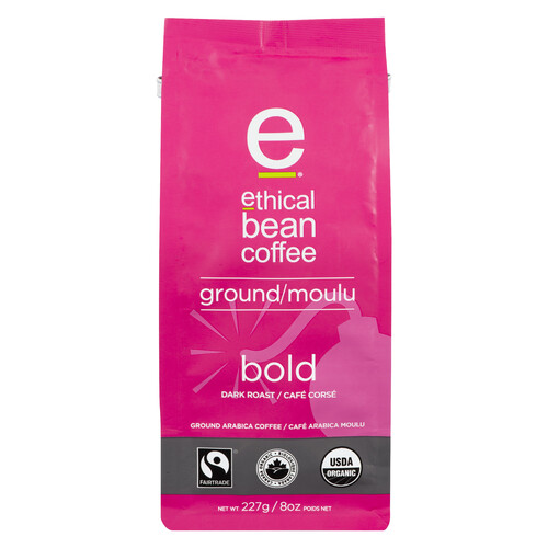 Ethical Bean Organic Ground Coffee Bold Dark Roast 227 g
