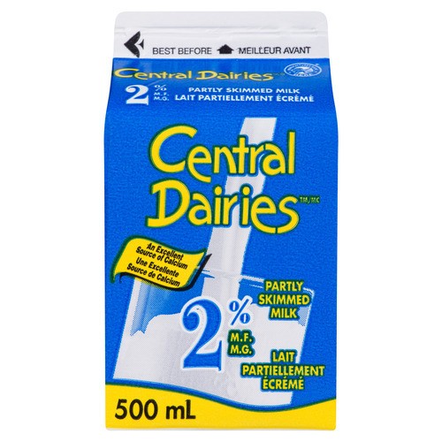 Central Dairies 2% Milk Partly Skimmed 500 ml
