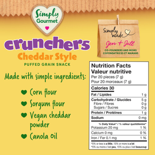 Simply Gourmet Crunchers Baby Snack Cheddar Style 32 g