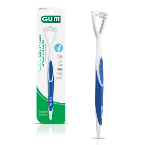 GUM Dual Action Tongue Cleaner Brush/Scraper 1 Count