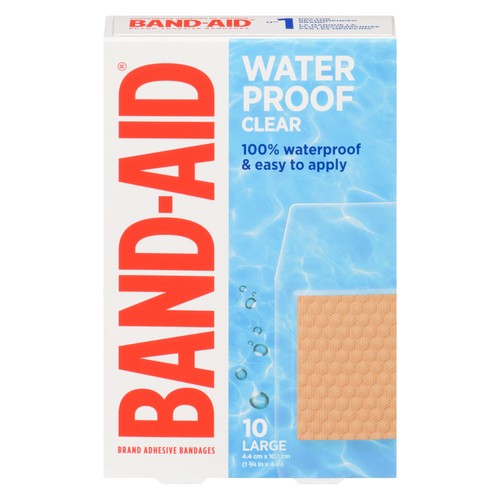 Band-Aid Adhesive Bandages Waterproof Clear Large 10 Count