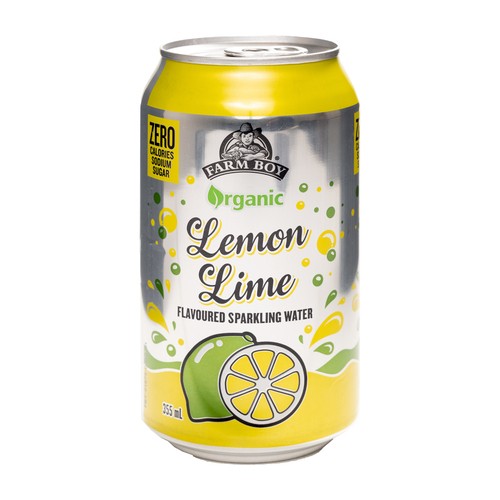 Farm Boy Organic Sparkling Water Lemon Lime 12 x 355 ml (cans)