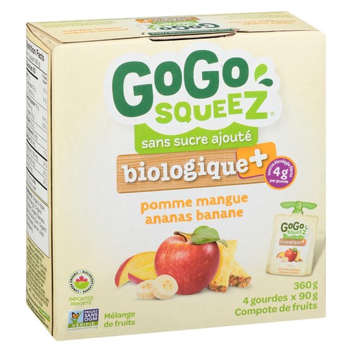 Gogo Squeez Organic Sauce Apple Mango Pineapple Banana 4 x 90 g