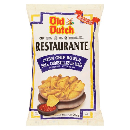 Old Dutch Restaurante Premium Tortilla Chips Corn Chip Bowls Sea Salt 295 g