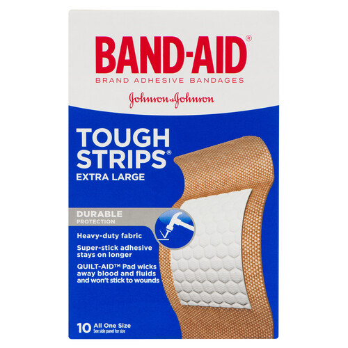 Band-Aid Tough Strips Extra Large Bandages All One Size 10 EA