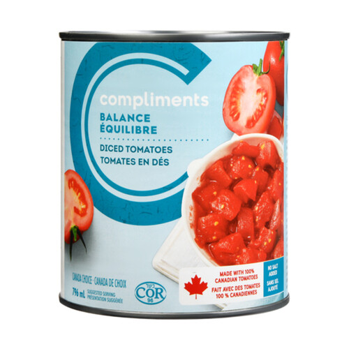 Compliments Balance Diced Tomatoes No Salt Added 796 ml