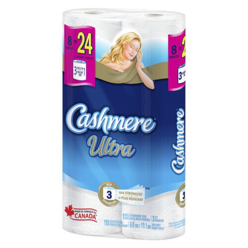 Cashmere Toilet Paper Ultra 3 Ply 8 Triple Rolls x 198 Sheets