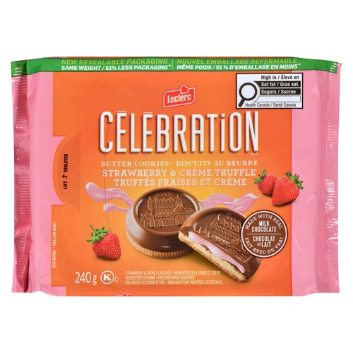 Leclerc Celebration Cookies Strawberry & Creme Truffle 240 g