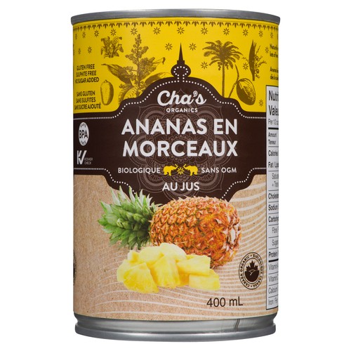 Cha's Organics Gluten-Free Chunks In Juice Pineapple 400 ml