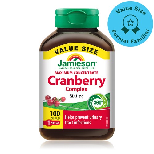 Jamieson Supplements 500 mg Cranberry Complex Capsules 100 Count