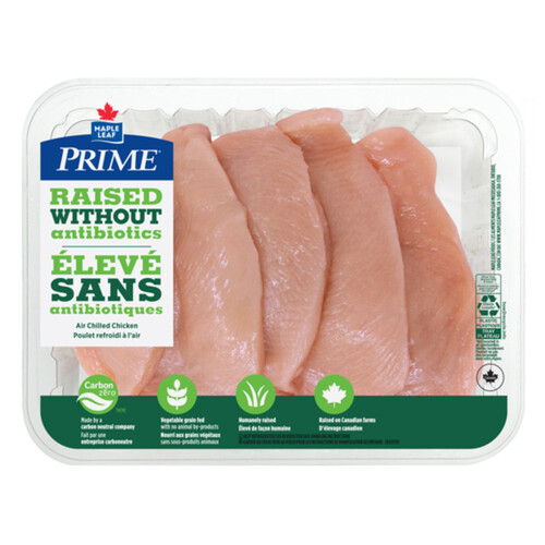 Prime Sliced Chicken Breasts Boneless Skinless Raised Without Antibiotics 590 g