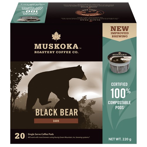 Muskoka Roastery Coffee Black Bear Dark Roast 20 K-Cups 220 g
