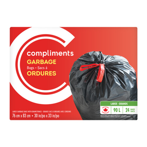 Compliments Drawstring Garbage Bags Large 90 L 24 Bags
