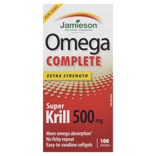 Jamieson Omega Complete Super Krill 500 mg Supplement Softgels 100 Count