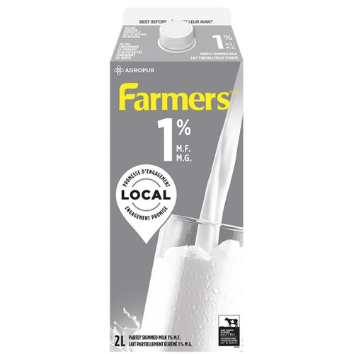 Farmer 1% Milk Partly Skimmed 2 L