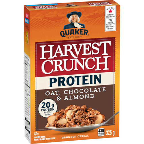 Quaker Harvest Crunch Protein Cereal Oat Chocolate & Almond 325 g