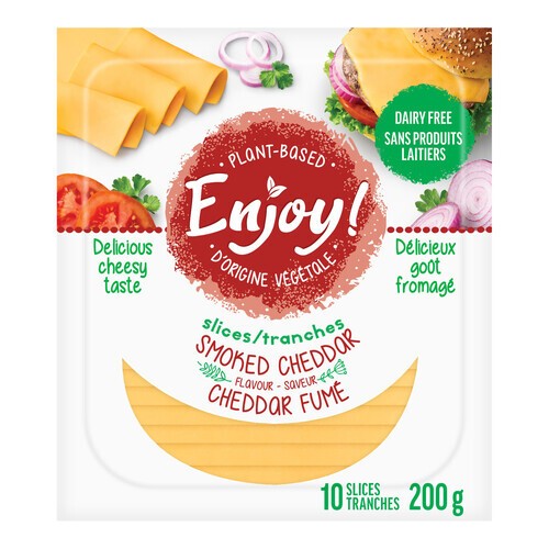Enjoy Plant Based Sliced Cheese Smoked Cheddar 10 Slices 200 g