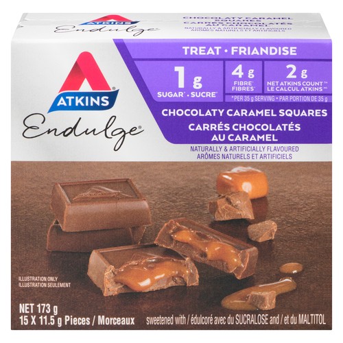 Atkins Milk Chocolate Bar Chocolaty Caramel Squares 15 x 11.5 g 