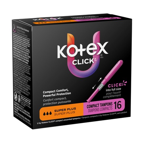U by Kotex Click Compact Tampons Super Plus Absorbency Unscented 16 Count