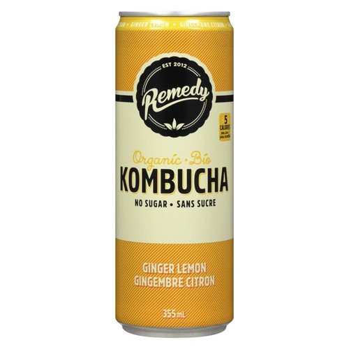 Remedy Organic Kombucha No Sugar Ginger Lemon 355 ml (can)