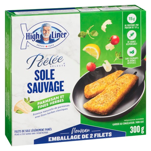 High Liner Frozen Pan Sear Sole Fillets Lightly Breaded With Parmesan Herb 300 g