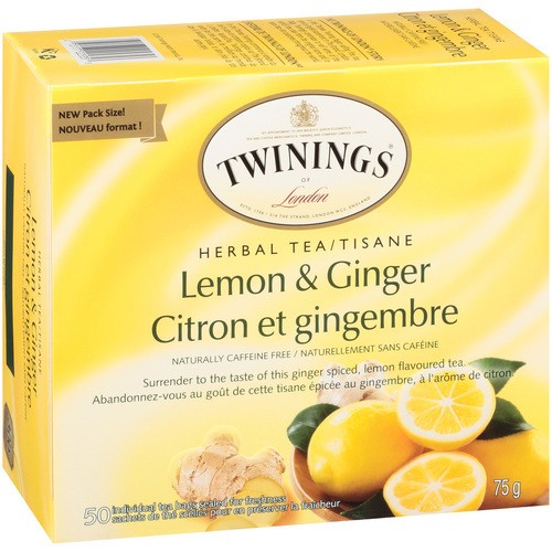Twinings Of London Herbal Tea Lemon & Ginger 50 Tea Bags