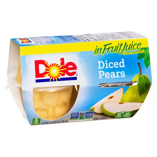Dole Diced Fruit Bowl Pears 4 x 107 ml