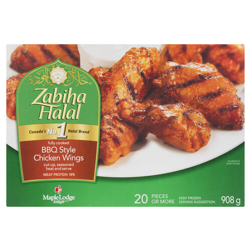 Zabiha Halal Frozen Chicken Wings Barbeque Style 908 g