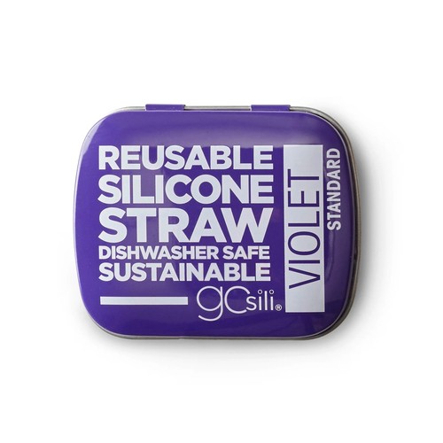 Silikids Reusable Straw With Storage Tin Violet 1 EA