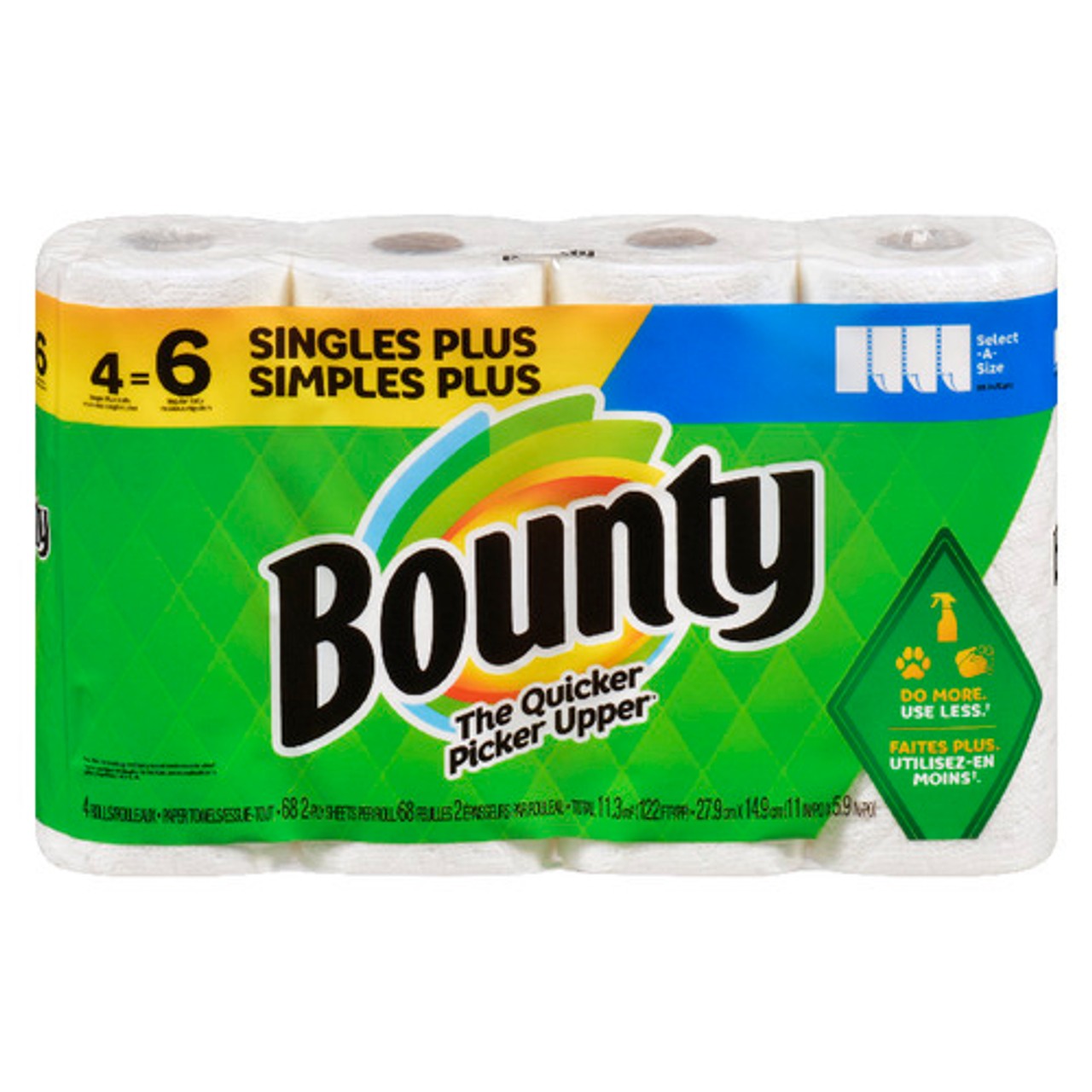 Bounty Paper Towel Single Plus 2-Ply 4 Rolls x 68 Sheets - Voilà Online ...