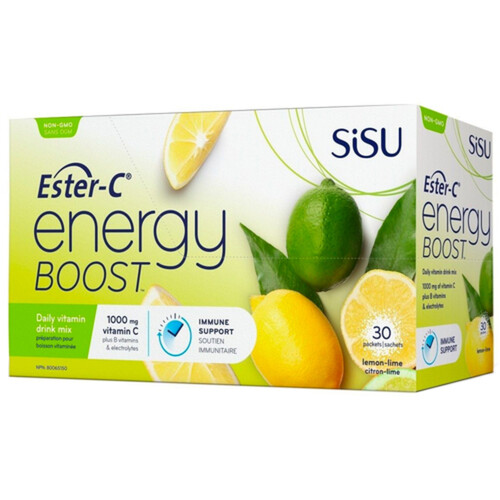 Sisu Energy Boost Drink Mix Ester-C Lemon Lime 30 x 8 g