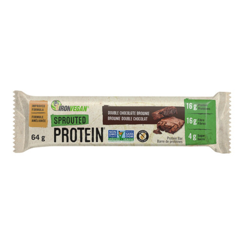 Iron Vegan Gluten-Free Sprouted Protein Bar Double Chocolate Brownie 64 g
