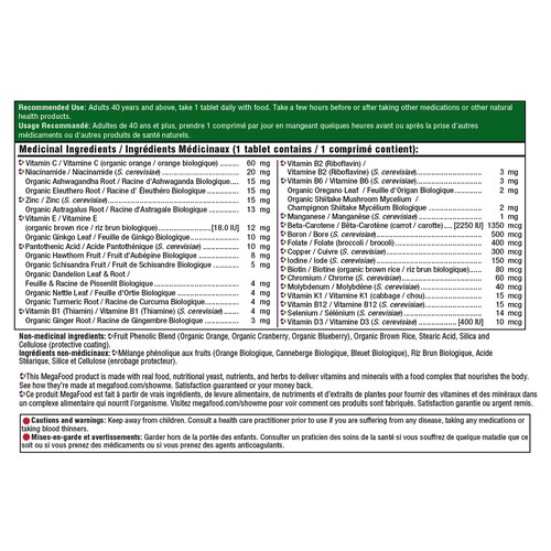 MegaFood Multivitamin Men Over 40 One Daily Tablets 30 Count
