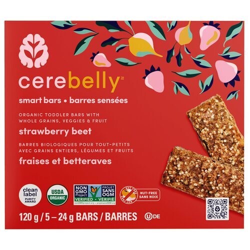 Cerebelly Organic Smart Bar Strawberry Beet 5 Pack 120 g