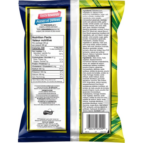 Doritos Collisions Tortilla Chips Intense Pickle and Cool Ranch Flavoured 65 g