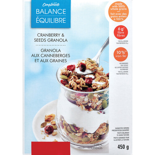 Compliments Balance Cereal Granola Cranberry & Seeds 450 g