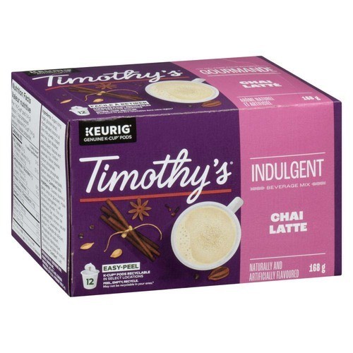 Timothy's Coffee Pods Indulgent Beverage Mix Chai Latte 12 K-Cups 168 g
