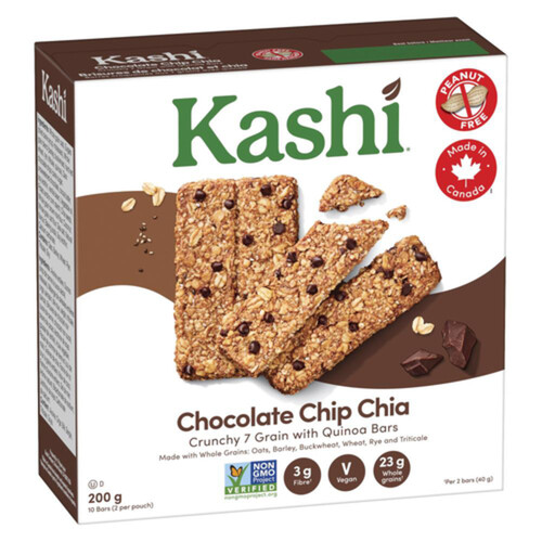 Kashi Crunchy Bars 7 Grain Quinoa Chocolate Chip Chia 10 x 20 g