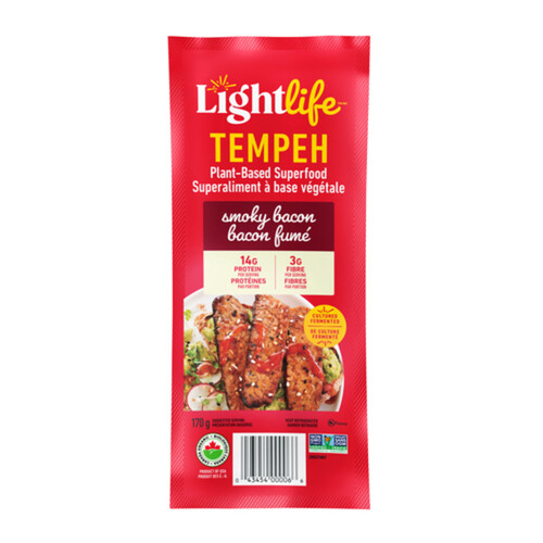 Lightlife Organic Plant Based Tempeh Smoky Bacon Strips 170 g