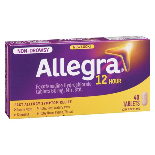 Allegra Fexofenadine Hydrochloride 60 mg 40 Tablets